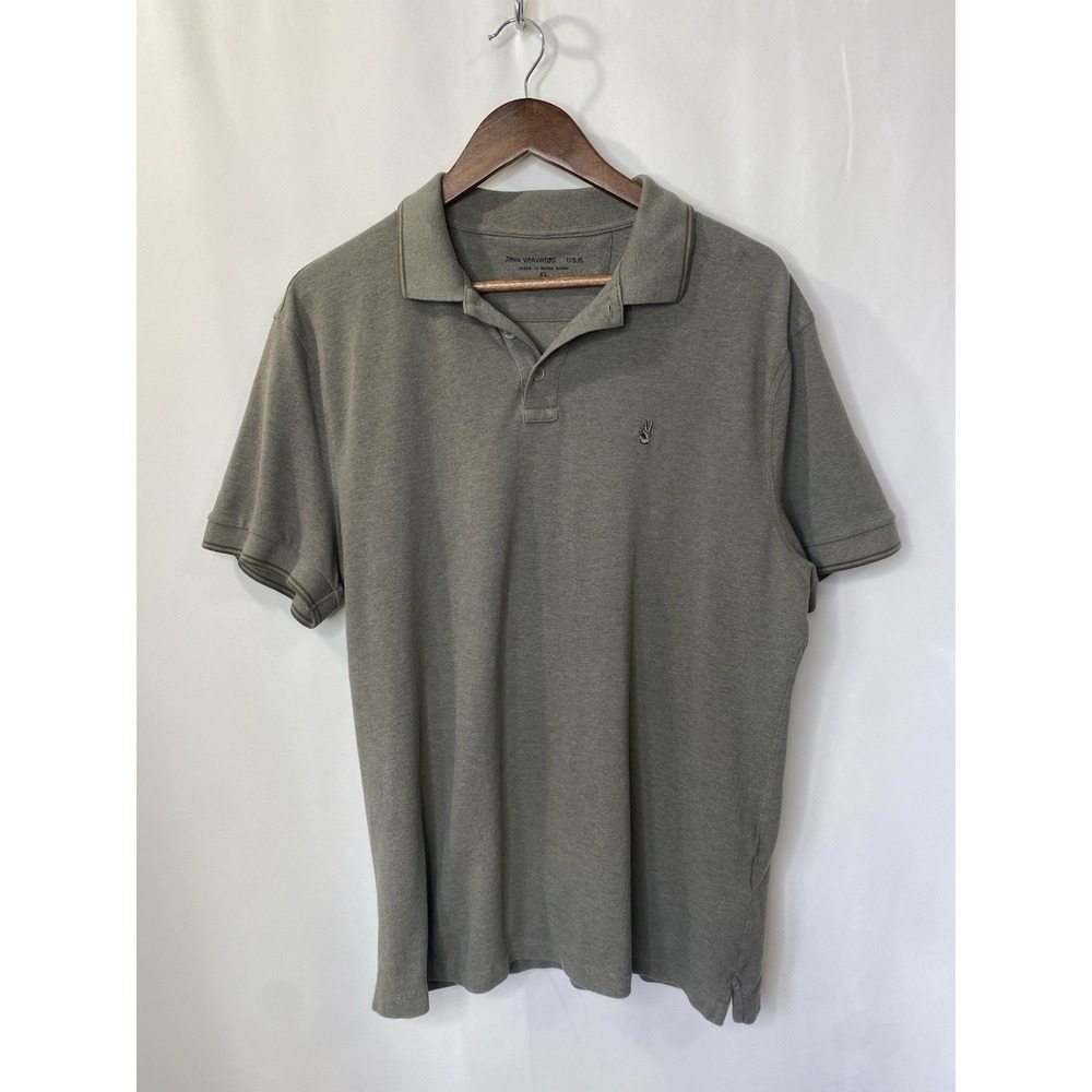 John Varvatos Polo Shirt Men XL Green Pullover Golf Rugby Logo Breathable Knit